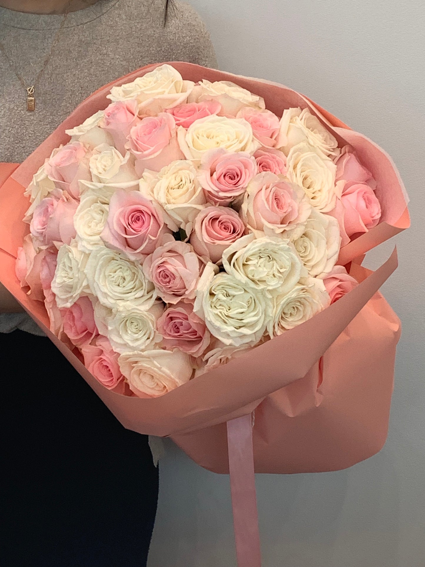 White & Pink Rose Bouquet