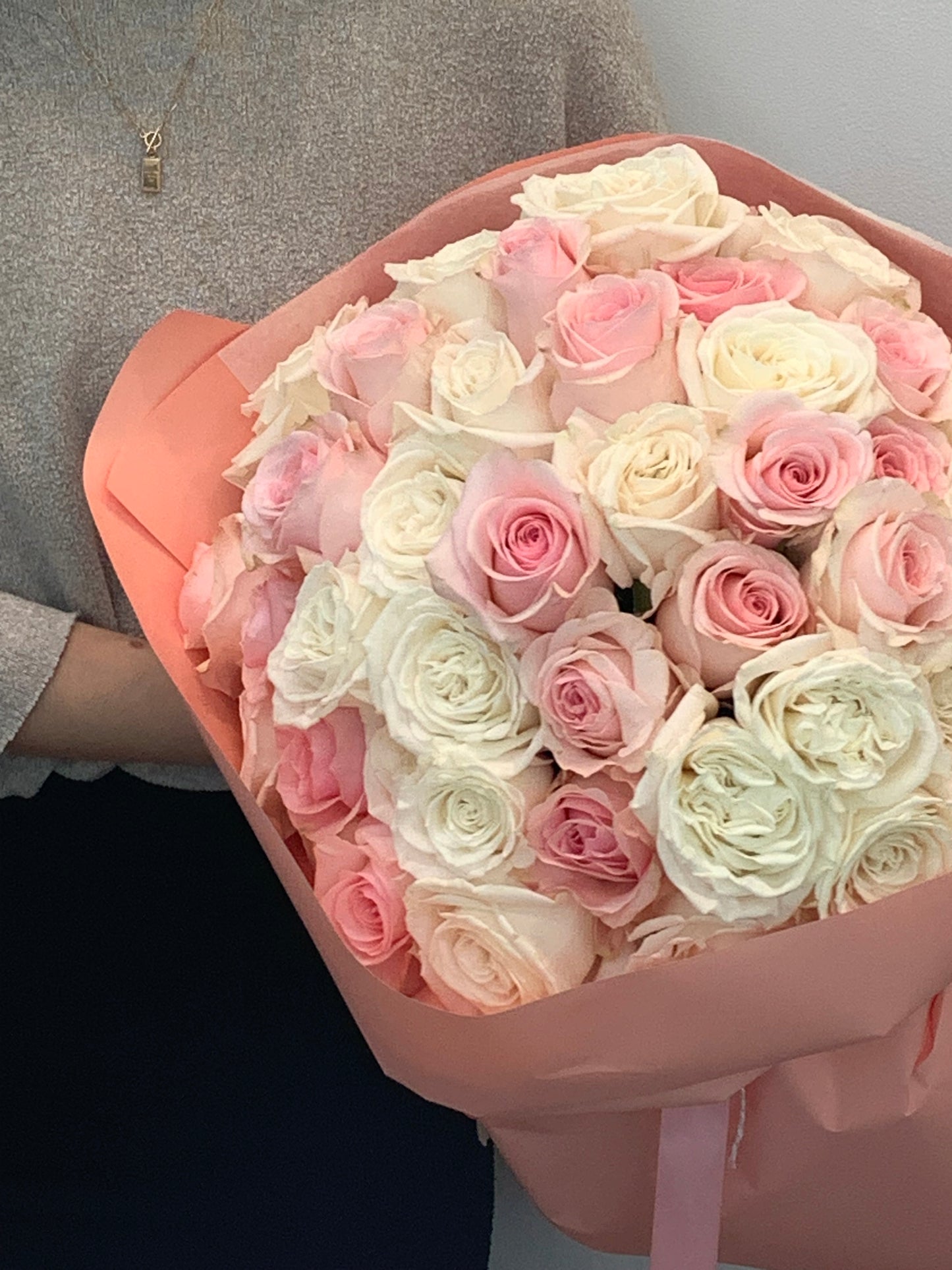 White & Pink Rose Bouquet