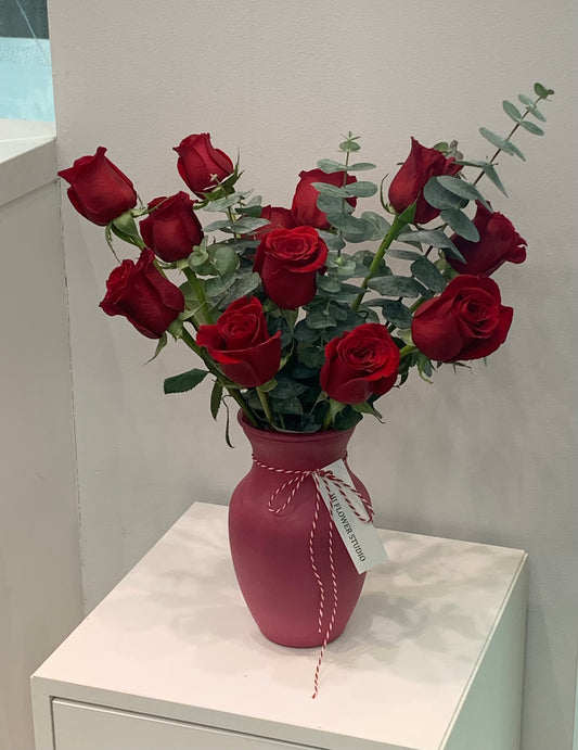 12 Rose Vase Arrangement