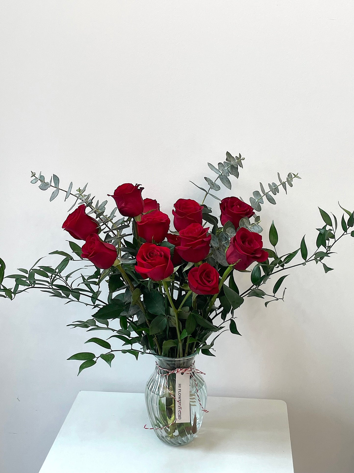 12 Red Rose Vase Arrangement