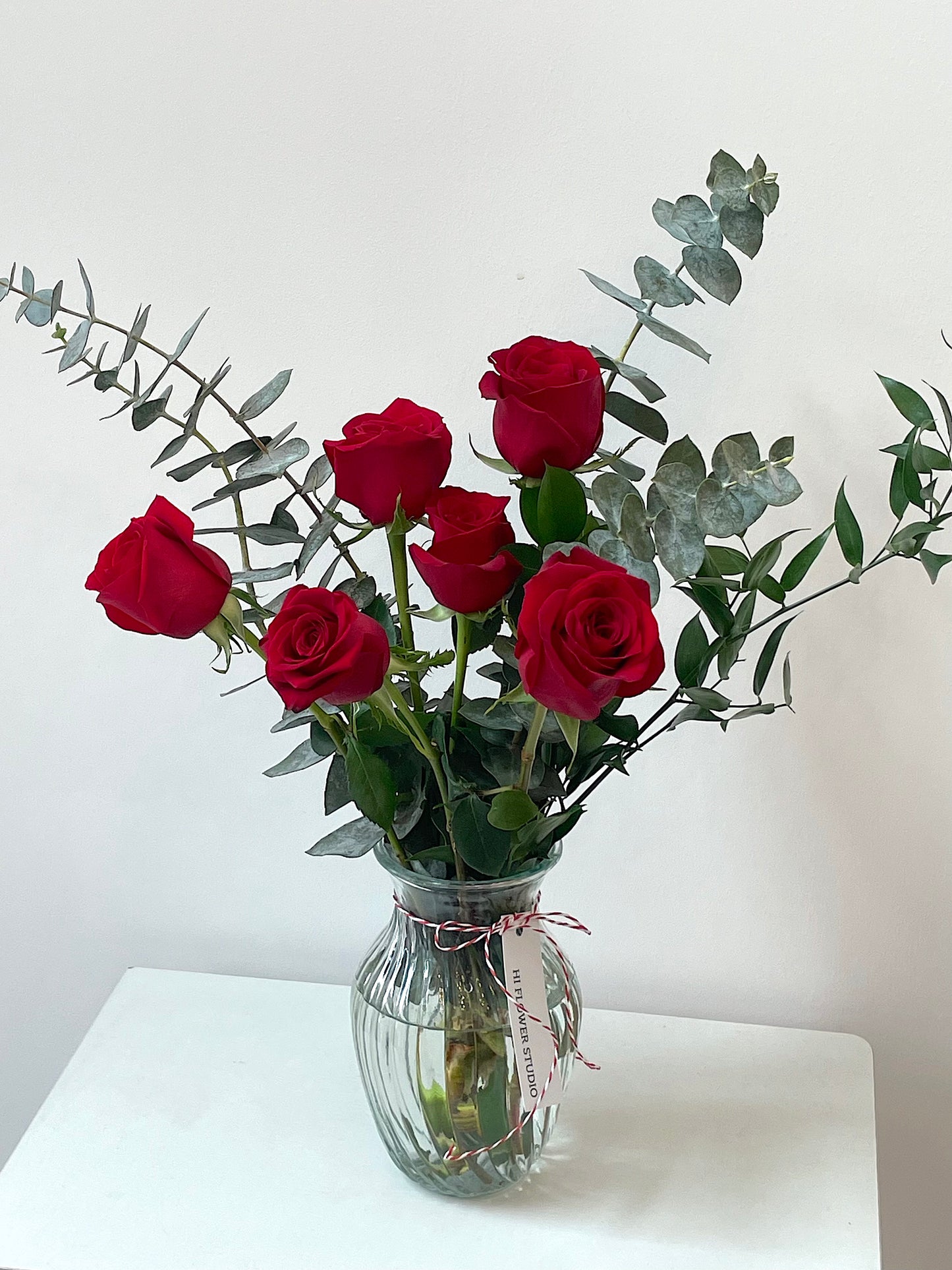 6 Red Rose Vase Arrangement