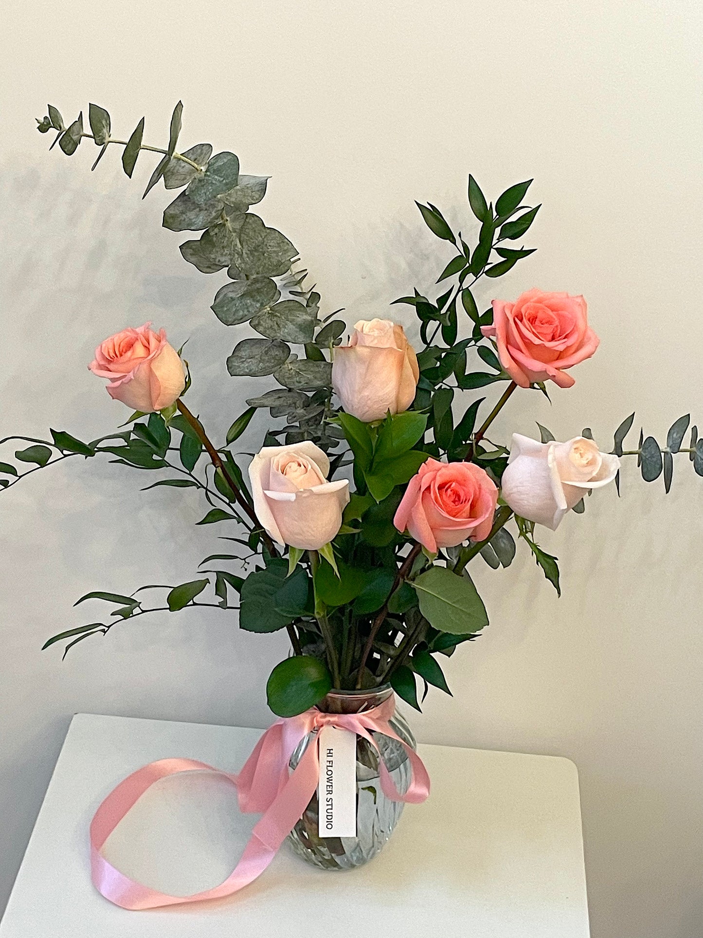 6 Pink Rose Vase Arrangement