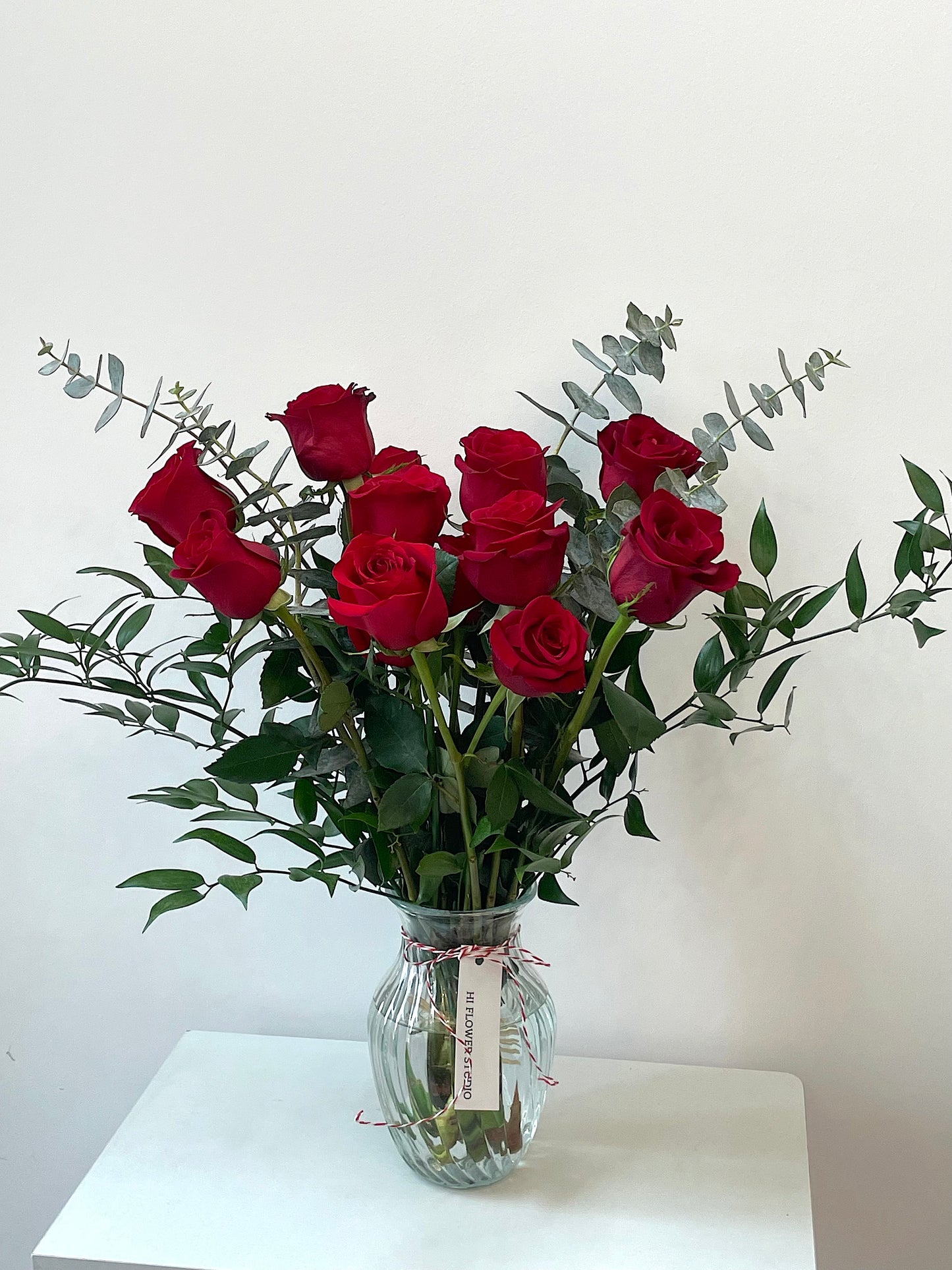 12 Red Rose Vase Arrangement