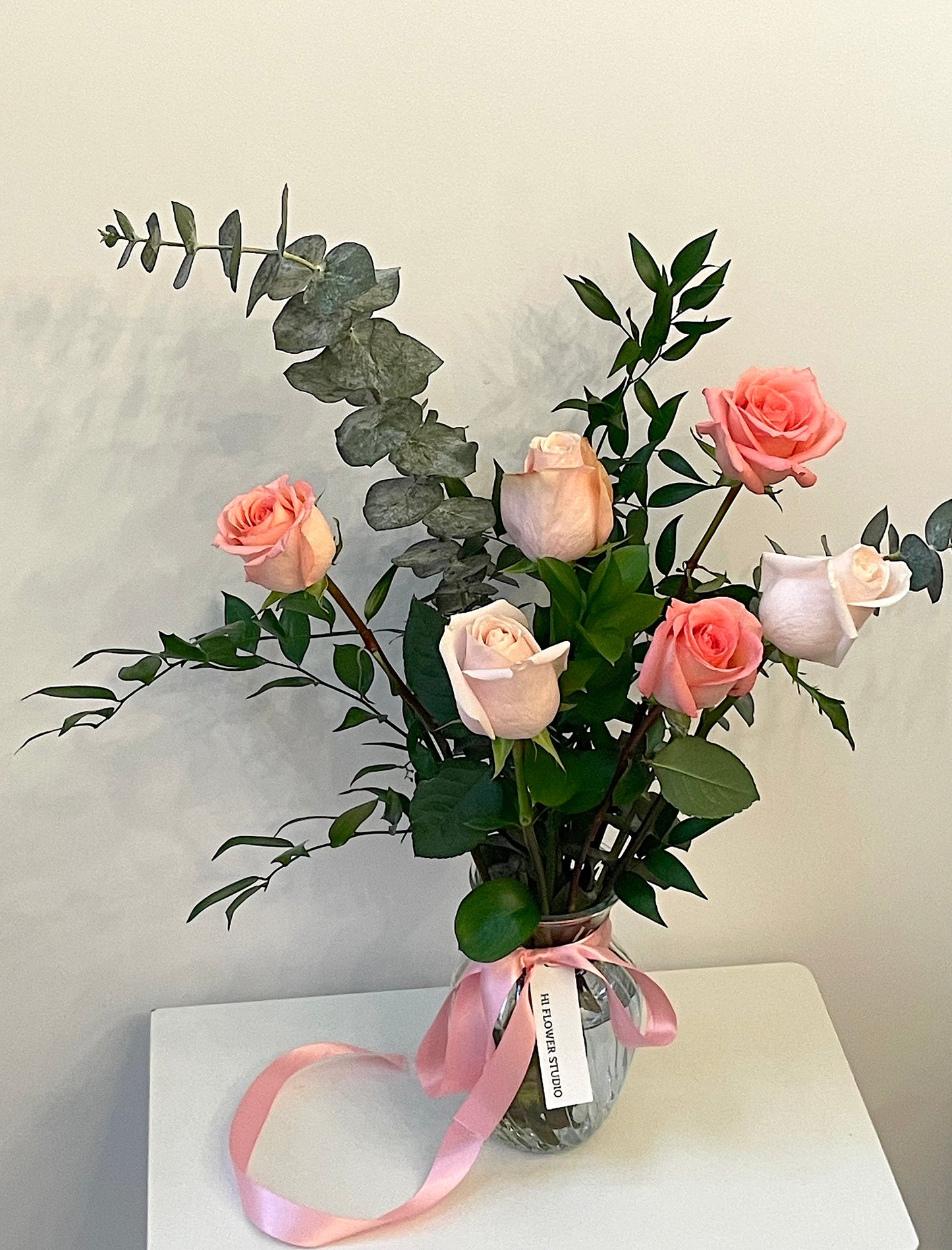 6 Pink Rose Vase Arrangement